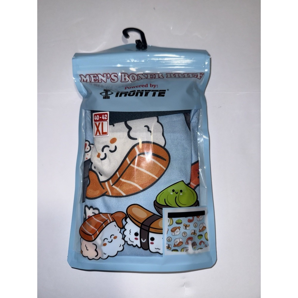 Ironyte Men Sushi Boxer Briefs X Large 40-42 Novelty Kawaii Bday Gift Funny NWT